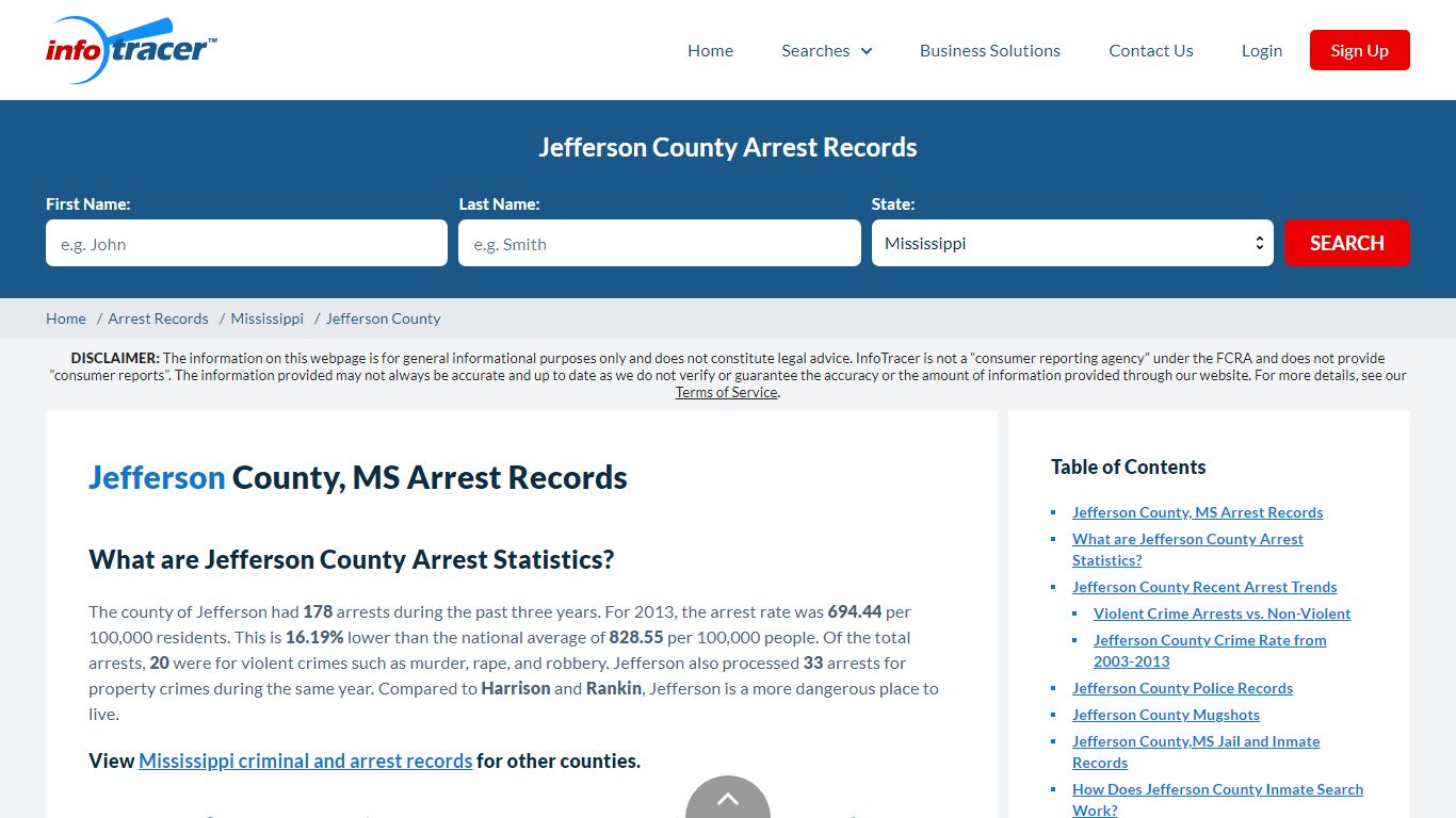 Jefferson County, MS Arrests, Mugshots & Jail Records - InfoTracer